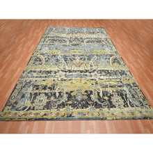 Load image into Gallery viewer, 9&#39;x12&#39;2&quot; Coffee Brown, Broken and Erased Persian Inspired with Birds Design, Hand Knotted, Distinct Abrash, Shaved Low, Pure Wool, Oriental Rug FWR454344