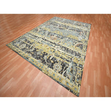 Load image into Gallery viewer, 9&#39;x12&#39;2&quot; Coffee Brown, Broken and Erased Persian Inspired with Birds Design, Hand Knotted, Distinct Abrash, Shaved Low, Pure Wool, Oriental Rug FWR454344