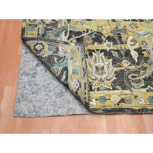 Load image into Gallery viewer, 9&#39;x12&#39;2&quot; Coffee Brown, Broken and Erased Persian Inspired with Birds Design, Hand Knotted, Distinct Abrash, Shaved Low, Pure Wool, Oriental Rug FWR454344