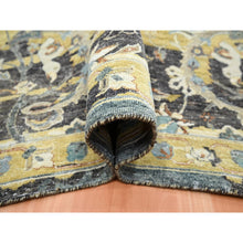 Load image into Gallery viewer, 9&#39;x12&#39;2&quot; Coffee Brown, Broken and Erased Persian Inspired with Birds Design, Hand Knotted, Distinct Abrash, Shaved Low, Pure Wool, Oriental Rug FWR454344
