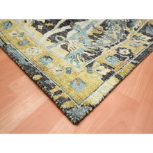 Load image into Gallery viewer, 9&#39;x12&#39;2&quot; Coffee Brown, Broken and Erased Persian Inspired with Birds Design, Hand Knotted, Distinct Abrash, Shaved Low, Pure Wool, Oriental Rug FWR454344