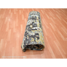 Load image into Gallery viewer, 9&#39;x12&#39;2&quot; Coffee Brown, Broken and Erased Persian Inspired with Birds Design, Hand Knotted, Distinct Abrash, Shaved Low, Pure Wool, Oriental Rug FWR454344