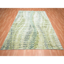 Load image into Gallery viewer, 8&#39;x9&#39;10&quot; Shades of Green, Crocodile Safari Design, 100% Silk, Densely Woven, Hand Knotted, Oriental Rug FWR454350