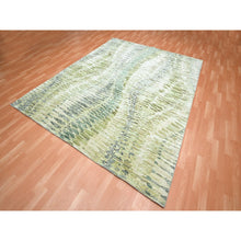 Load image into Gallery viewer, 8&#39;x9&#39;10&quot; Shades of Green, Crocodile Safari Design, 100% Silk, Densely Woven, Hand Knotted, Oriental Rug FWR454350