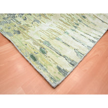 Load image into Gallery viewer, 8&#39;x9&#39;10&quot; Shades of Green, Crocodile Safari Design, 100% Silk, Densely Woven, Hand Knotted, Oriental Rug FWR454350