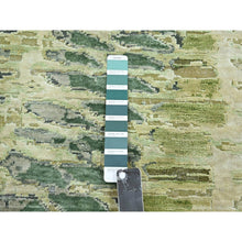 Load image into Gallery viewer, 8&#39;x9&#39;10&quot; Shades of Green, Crocodile Safari Design, 100% Silk, Densely Woven, Hand Knotted, Oriental Rug FWR454350
