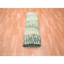 Load image into Gallery viewer, 8&#39;x9&#39;10&quot; Shades of Green, Crocodile Safari Design, 100% Silk, Densely Woven, Hand Knotted, Oriental Rug FWR454350