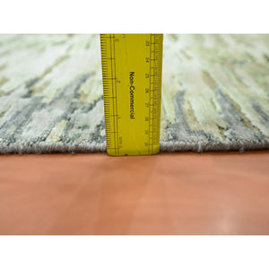 8'x9'10" Shades of Green, Crocodile Safari Design, 100% Silk, Densely Woven, Hand Knotted, Oriental Rug FWR454350