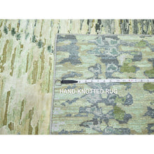 Load image into Gallery viewer, 8&#39;x9&#39;10&quot; Shades of Green, Crocodile Safari Design, 100% Silk, Densely Woven, Hand Knotted, Oriental Rug FWR454350