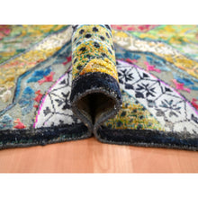 Load image into Gallery viewer, 9&#39;x11&#39;10&quot; Macaroon Yellow, Colorful Mamluk Design, Sari Silk With Textured Wool, Hand Knotted, Oriental Rug FWR454356