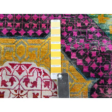 Load image into Gallery viewer, 9&#39;x11&#39;10&quot; Macaroon Yellow, Colorful Mamluk Design, Sari Silk With Textured Wool, Hand Knotted, Oriental Rug FWR454356