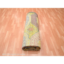 Load image into Gallery viewer, 9&#39;x11&#39;10&quot; Macaroon Yellow, Colorful Mamluk Design, Sari Silk With Textured Wool, Hand Knotted, Oriental Rug FWR454356