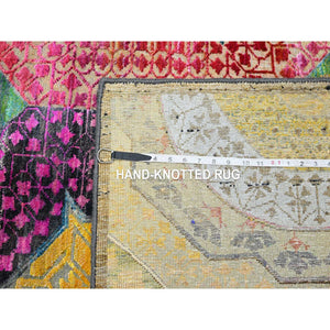9'x11'10" Macaroon Yellow, Colorful Mamluk Design, Sari Silk With Textured Wool, Hand Knotted, Oriental Rug FWR454356