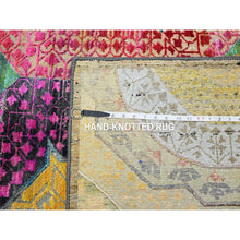 Load image into Gallery viewer, 9&#39;x11&#39;10&quot; Macaroon Yellow, Colorful Mamluk Design, Sari Silk With Textured Wool, Hand Knotted, Oriental Rug FWR454356