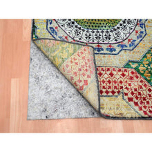 Load image into Gallery viewer, 3&#39;x5&#39;1&quot; Mimosa Yellow, Colorful Mamluk Design, Sari Silk with Textured Wool, Hand Knotted, Oriental Rug FWR454368