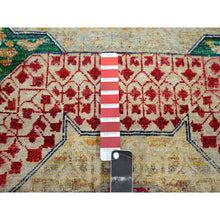 Load image into Gallery viewer, 3&#39;x5&#39;1&quot; Mimosa Yellow, Colorful Mamluk Design, Sari Silk With Textured Wool, Hand Knotted, Oriental Rug FWR454368