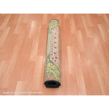 Load image into Gallery viewer, 3&#39;x5&#39;1&quot; Mimosa Yellow, Colorful Mamluk Design, Sari Silk with Textured Wool, Hand Knotted, Oriental Rug FWR454368