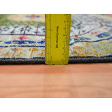 Load image into Gallery viewer, 3&#39;x5&#39;1&quot; Mimosa Yellow, Colorful Mamluk Design, Sari Silk with Textured Wool, Hand Knotted, Oriental Rug FWR454368