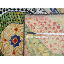 Load image into Gallery viewer, 3&#39;x5&#39;1&quot; Mimosa Yellow, Colorful Mamluk Design, Sari Silk With Textured Wool, Hand Knotted, Oriental Rug FWR454368