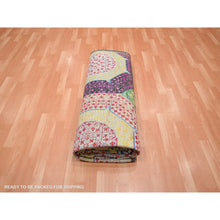 Load image into Gallery viewer, 8&#39;x10&#39;2&quot; Lemon Yellow, Colorful Mamluk Design, Hand Knotted, Sari Silk with Textured Wool, Oriental Rug FWR454374