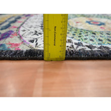 Load image into Gallery viewer, 8&#39;x10&#39;2&quot; Lemon Yellow, Colorful Mamluk Design, Hand Knotted, Sari Silk with Textured Wool, Oriental Rug FWR454374