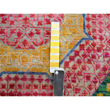 Load image into Gallery viewer, 10&#39;x14&#39;1&quot; Mimosa Yellow, Colorful Mamluk Design, Sari Silk with Textured Wool, Hand Knotted, Oriental Rug FWR454380