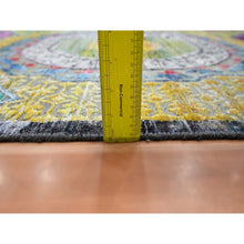 Load image into Gallery viewer, 10&#39;x14&#39;1&quot; Mimosa Yellow, Colorful Mamluk Design, Sari Silk with Textured Wool, Hand Knotted, Oriental Rug FWR454380