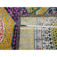 Load image into Gallery viewer, 10&#39;x14&#39;1&quot; Mimosa Yellow, Colorful Mamluk Design, Sari Silk with Textured Wool, Hand Knotted, Oriental Rug FWR454380