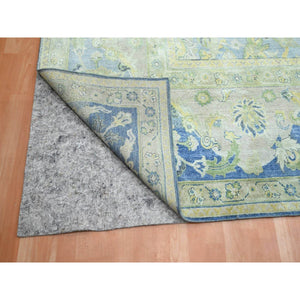 17'7"x26'4" Admiral Blue, Wool And Silk, Distinct Abrush, Persian Repetitive Design, Shaved Low, Mansion Sized, Hand Knotted, Xl, Oriental Rug FWR454398