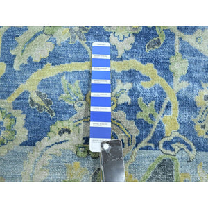 17'7"x26'4" Admiral Blue, Wool And Silk, Distinct Abrush, Persian Repetitive Design, Shaved Low, Mansion Sized, Hand Knotted, Xl, Oriental Rug FWR454398