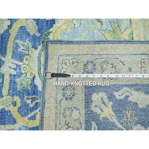 17'7"x26'4" Admiral Blue, Wool And Silk, Distinct Abrush, Persian Repetitive Design, Shaved Low, Mansion Sized, Hand Knotted, Xl, Oriental Rug FWR454398