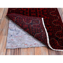 Load image into Gallery viewer, 1&#39;8&quot;x4&#39;9&quot; Carmine Red, Afghan Khamyab With Geometric Pattern, Hand Knotted, Soft And Velvety Wool, Vegetable Dyes, Short And Narrow Runner, Oriental Rug FWR4542