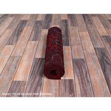 Load image into Gallery viewer, 1&#39;8&quot;x4&#39;9&quot; Carmine Red, Afghan Khamyab With Geometric Pattern, Hand Knotted, Soft And Velvety Wool, Vegetable Dyes, Short And Narrow Runner, Oriental Rug FWR4542