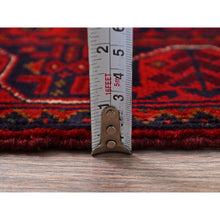 Load image into Gallery viewer, 1&#39;8&quot;x4&#39;9&quot; Carmine Red, Afghan Khamyab With Geometric Pattern, Hand Knotted, Soft And Velvety Wool, Vegetable Dyes, Short And Narrow Runner, Oriental Rug FWR4542