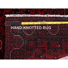 Load image into Gallery viewer, 1&#39;8&quot;x4&#39;9&quot; Carmine Red, Afghan Khamyab With Geometric Pattern, Hand Knotted, Soft And Velvety Wool, Vegetable Dyes, Short And Narrow Runner, Oriental Rug FWR4542