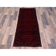 Load image into Gallery viewer, 1&#39;8&quot;x4&#39;9&quot; Angels Red, Afghan Khamyab With Geometric Pattern, Hand Knotted, Soft And Shiny Wool, Natural Dyes, Short &amp; Narrow Runner, Oriental Rug FWR4548