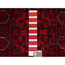 Load image into Gallery viewer, 1&#39;8&quot;x4&#39;9&quot; Angels Red, Afghan Khamyab With Geometric Pattern, Hand Knotted, Soft And Shiny Wool, Natural Dyes, Short &amp; Narrow Runner, Oriental Rug FWR4548