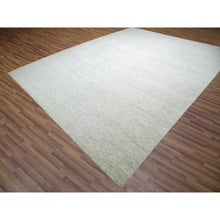 Load image into Gallery viewer, 15&#39;x20&#39; Nacre White, Modern Grass Design, Hand Knotted Extra Soft Wool, Organic Sustainable Textile, Oversized Tone On Tone Oriental Rug FWR456024