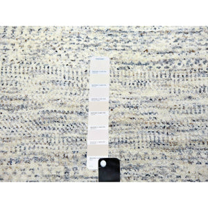 15'x20' Nacre White, Modern Grass Design, Hand Knotted Extra Soft Wool, Organic Sustainable Textile, Oversized Tone On Tone Oriental Rug FWR456024