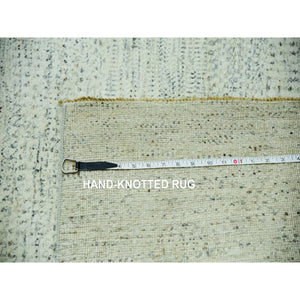 15'x20' Nacre White, Modern Grass Design, Hand Knotted Extra Soft Wool, Organic Sustainable Textile, Oversized Tone On Tone Oriental Rug FWR456024