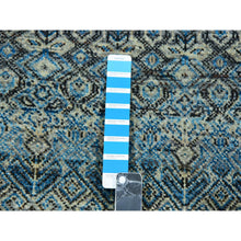 Load image into Gallery viewer, 2&#39;6&quot;x8&#39; Maul Blue, Borderless Hand Knotted, Kohinoor Herat With Small Diamond Shape Repetitive Design, All Wool, Runner Oriental Rug FWR456048