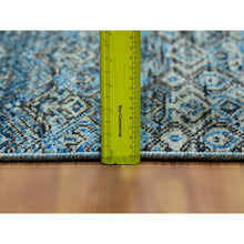 Load image into Gallery viewer, 2&#39;6&quot;x8&#39; Maul Blue, Borderless Hand Knotted, Kohinoor Herat With Small Diamond Shape Repetitive Design, All Wool, Runner Oriental Rug FWR456048