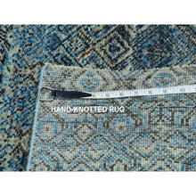 Load image into Gallery viewer, 2&#39;6&quot;x8&#39; Maul Blue, Borderless Hand Knotted, Kohinoor Herat With Small Diamond Shape Repetitive Design, All Wool, Runner Oriental Rug FWR456048