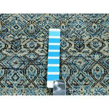 Load image into Gallery viewer, 2&#39;6&quot;x8&#39; Flickr Blue, Shiny Wool, Tone On Tone, Diamond Shape Repetitive Design, Hand Knotted Kohinoor Herat, Borderless Runner Oriental Rug FWR456054