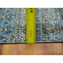 Load image into Gallery viewer, 2&#39;6&quot;x8&#39; Flickr Blue, Shiny Wool, Tone On Tone, Diamond Shape Repetitive Design, Hand Knotted Kohinoor Herat, Borderless Runner Oriental Rug FWR456054