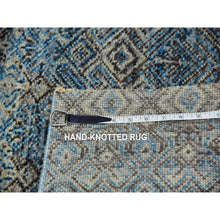 Load image into Gallery viewer, 2&#39;6&quot;x8&#39; Flickr Blue, Shiny Wool, Tone On Tone, Diamond Shape Repetitive Design, Hand Knotted Kohinoor Herat, Borderless Runner Oriental Rug FWR456054