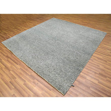 Load image into Gallery viewer, 8&#39;x8&#39; Glacier Gray, Bohemian Modern Grass Design, Tone on Tone, Hand Knotted, Pure Undyed Wool, Square Oriental Rug FWR456060