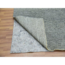 Load image into Gallery viewer, 8&#39;x8&#39; Glacier Gray, Bohemian Modern Grass Design, Tone On Tone, Hand Knotted, Pure Undyed Wool, Square Oriental Rug FWR456060