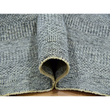 Load image into Gallery viewer, 8&#39;x8&#39; Glacier Gray, Bohemian Modern Grass Design, Tone On Tone, Hand Knotted, Pure Undyed Wool, Square Oriental Rug FWR456060