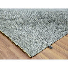 Load image into Gallery viewer, 8&#39;x8&#39; Glacier Gray, Bohemian Modern Grass Design, Tone on Tone, Hand Knotted, Pure Undyed Wool, Square Oriental Rug FWR456060